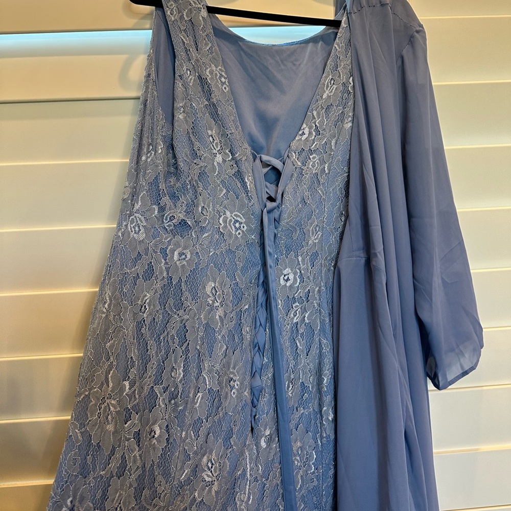 NWT Chic Blue Lace Maxi Dress with Overlay NWT - Picture 6 of 13